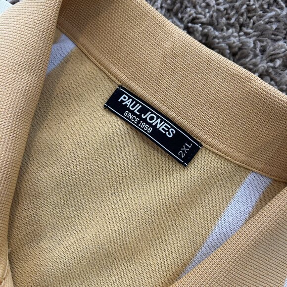 Paul Jones Knit Button Up Shirt 2XL Short Sleeve Striped Retro Vintage Style - Picture 5 of 8